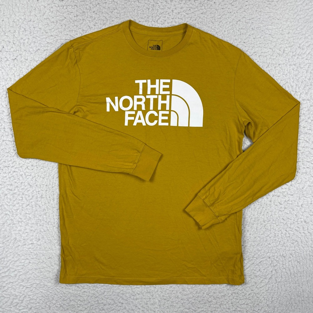 The North Face Long Sleeve Mens M Yellow Half Dome Logo Gorpcore Hiking Tee